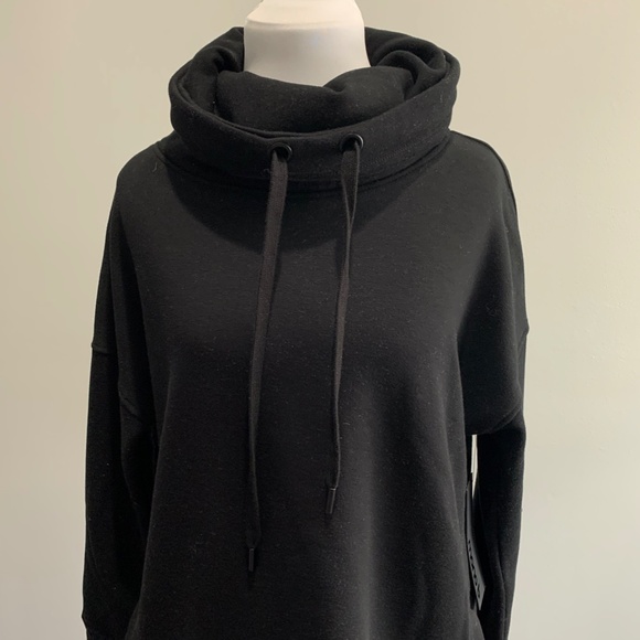 Mono B Pullover Sweatshirt Black  Women’s Med cowl neck drawstring fleece lined - Picture 14 of 16
